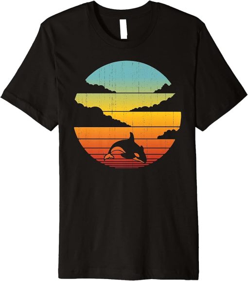 Orca Killer Whale Retro Vintage 60s 70s Sunset Sea Animal Premium T-Shirt