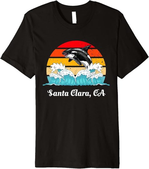 Vintage Santa-Clara CA Distressed Orca Killer Whale Art Premium T-Shirt